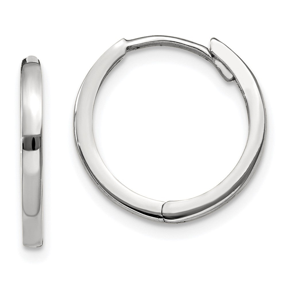10k White Gold Hinged Earrings, 11 x 1.75 mm