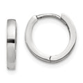 10k White Gold Hinged Hoop Earrings, 8 x 2 mm