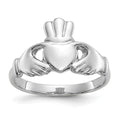 10k White Gold Polished Ladies Claddagh Ring, Size 7