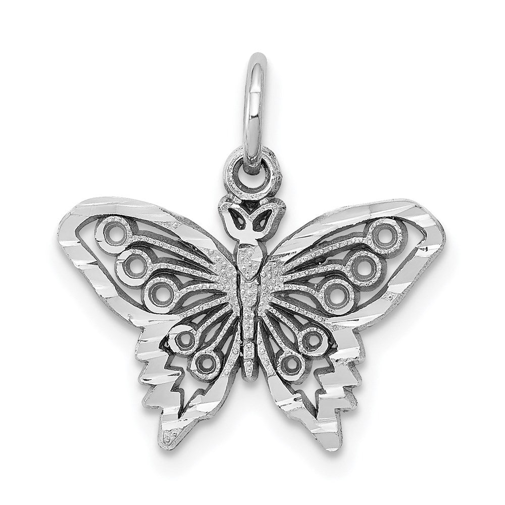 10k White Gold Butterfly Charm, 18 x 19 mm