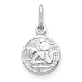 10k White Gold Small Round Angel Charm, 15 x 7 mm