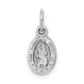 10K White Gold Small Oval St. Christopher Medal Charm, 15 x 6 mm
