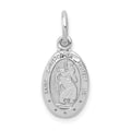 10K White Gold Small Oval St. Christopher Medal Pendant, 20 x 9 mm