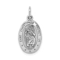 10K White Gold Oval St. Christopher Medal Pendant, 24 x 11 mm