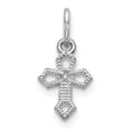 10K White Gold Mini Passion Cross Charm, 16 x 8 mm