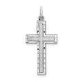 10K White Gold Satin and Diamond-cut Cross Charm, 30 x 16 mm