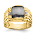 IB Goodman 10k Mens Gray Cats Eye and .01 carat Diamond Ring, 0.008 ct