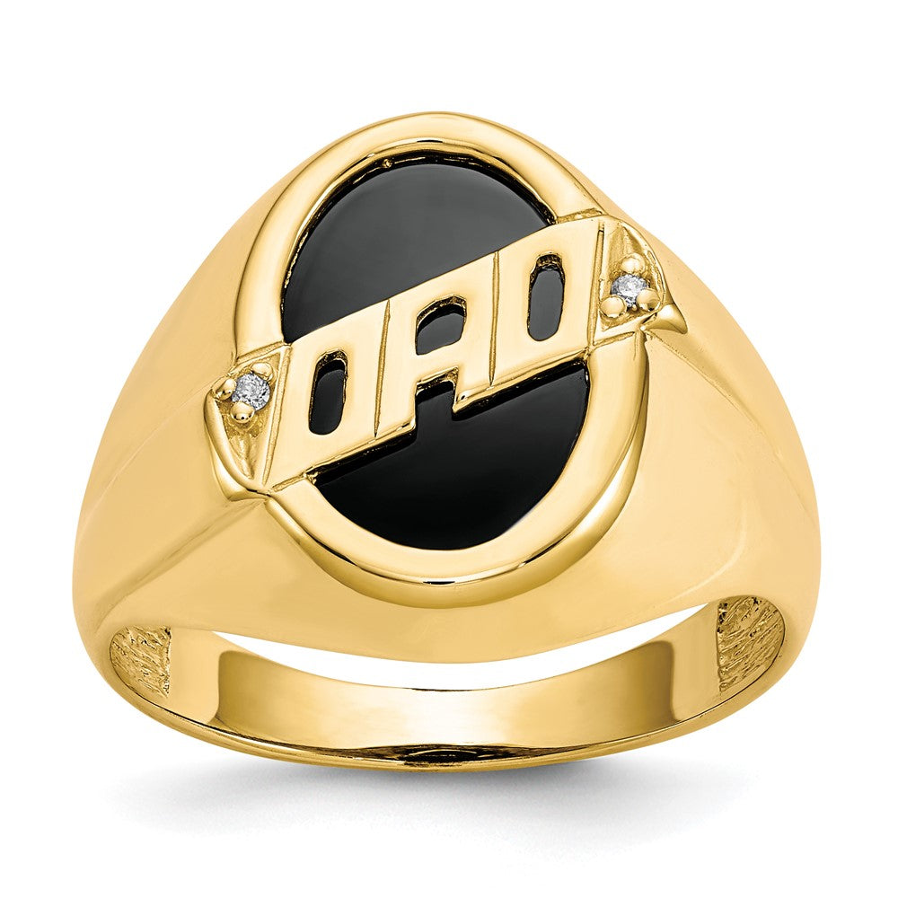 IB Goodman 10k Mens Diamond and Oval Black Onyx DAD Ring, 0.008 ct
