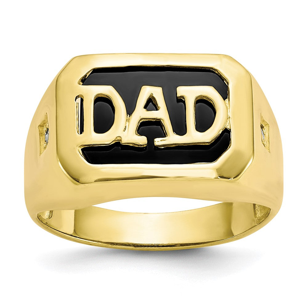 IB Goodman 10k Mens Diamond and Black Onyx DAD Ring, 0.02 ct