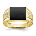 IB Goodman 10k Mens Diamond and 12x10mm Black Onyx Ring, 0.008 ct