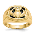 10k Diamond and Black Onyx Mens Claddagh Ring, 0.012 ct