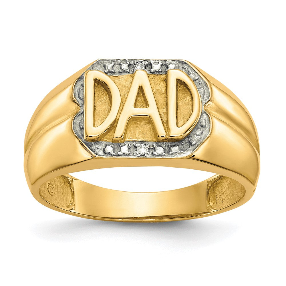 IB Goodman 10k and White Rhodium Mens Diamond DAD Ring, 0.014 ct