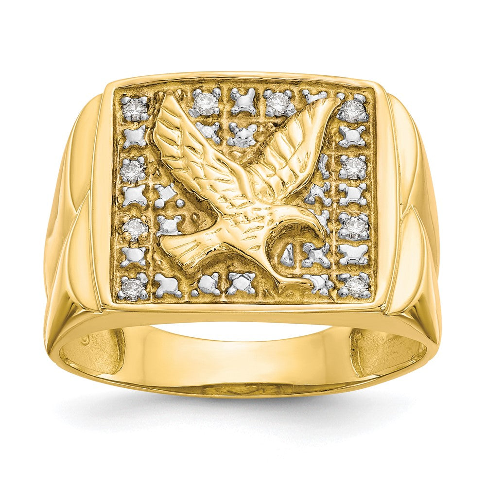 IB Goodman 10k and White Rhodium Mens 1/8 carat Diamond Eagle Ring, 0.12 ct