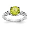 10k White Gold 1/10 carat Diamond and 8mm Round Peridot Ring, 2.346 ct, Size 6