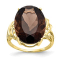 10k 18x13mm Oval Smoky Quartz Ring, 12.3 ct, Size 6