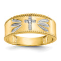 IB Goodman 10k and White Rhodium Mens .01ct. Diamond Trio Cross Wedding Band, 0.004 ct