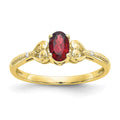 10k 6x4mm Oval January/ Garnet and Diamond Size 7 Ring, 0.56 ct