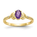 10k 6x4mm Oval February/ Amethyst and Diamond Size 7 Ring, 0.56 ct