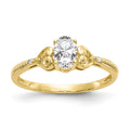 10k 6x4mm Oval April/ White Topaz and Diamond Size 7 Ring, 0.56 ct