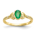 10k 6x4mm Oval May/ Emerald and Diamond Size 7 Ring, 0.56 ct