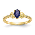10k 6x4mm Oval September/ Sapphire and Diamond Size 7 Ring, 0.56 ct
