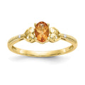 10k 6x4mm Oval November/ Citrine and Diamond Size 7 Ring, 0.56 ct