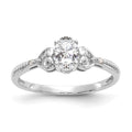 10k White Gold 6x4mm Oval April/ White Topaz and Diamond Size 7 Ring, 0.56 ct