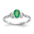 10k White Gold 6x4mm Oval May/ Emerald and Diamond Size 7 Ring, 0.56 ct