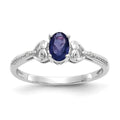 10k White Gold 6x4mm Oval September/ Sapphire and Diamond Size 7 Ring, 0.56 ct