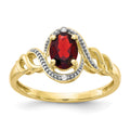 10k 7x5mm Oval January/ Garnet and Diamond Size 7 Ring, 0.946 ct