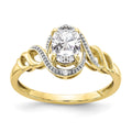 10k 7x5mm Oval April/ White Topaz and Diamond Size 7 Ring, 0.946 ct