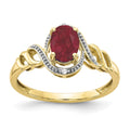 10k 7x5mm Oval July/ Ruby and Diamond Size 7 Ring, 0.946 ct