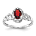 10k White Gold 7x5mm Oval January/ Garnet and Diamond Size 7 Ring, 0.946 ct