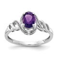 10k White Gold 7x5mm Oval February/ Amethyst and Diamond Size 7 Ring, 0.946 ct