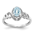 10k White Gold 7x5mm Oval March/ Aquamarine and Diamond Size 7 Ring, 0.946 ct