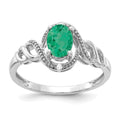 10k White Gold 7x5mm Oval May/ Emerald and Diamond Size 7 Ring, 0.946 ct