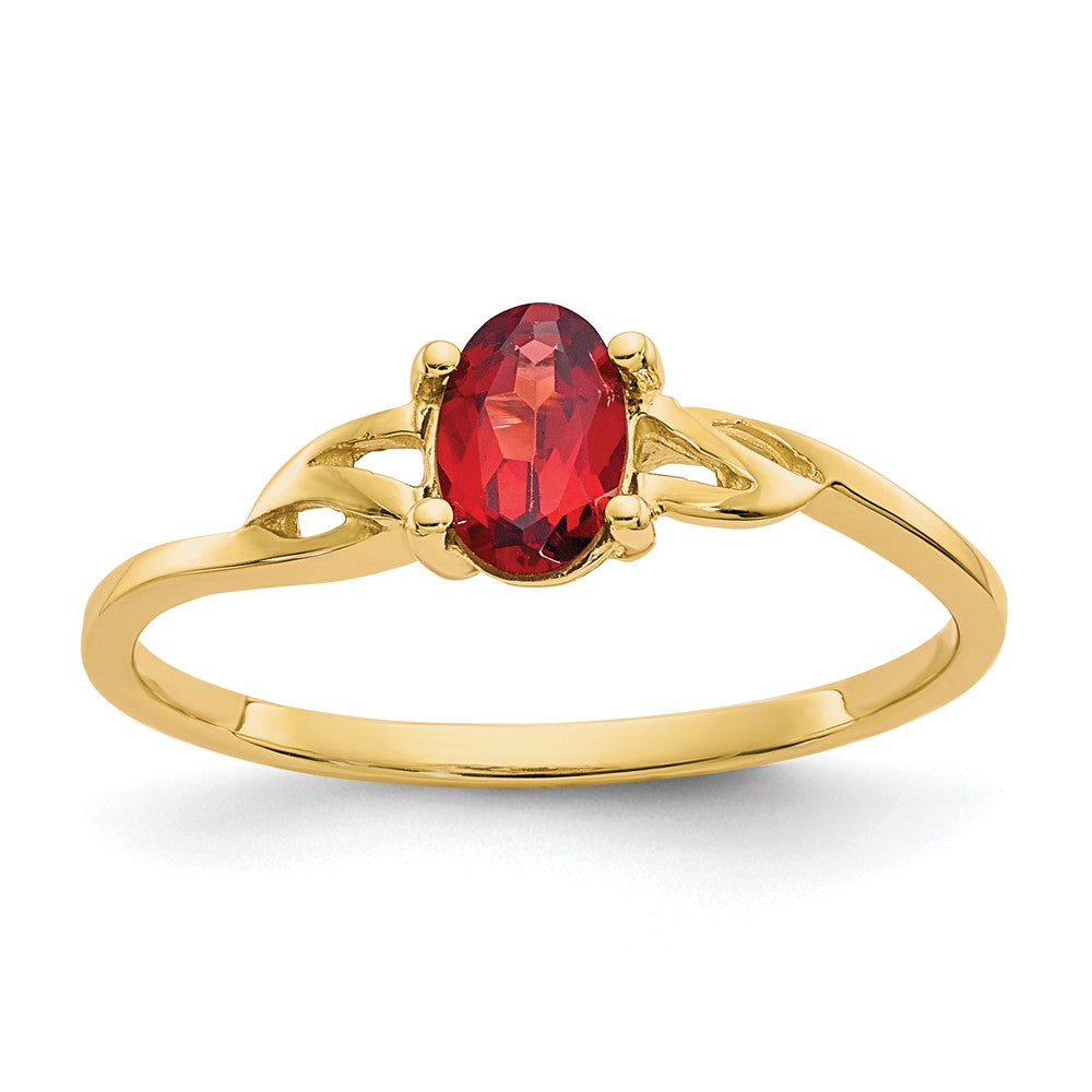 10k Polished 6x4mm Oval Genuine January/ Garnet Birthstone Size 7 Ring, 0.45 ct, 1.19 g