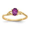 10k Polished 6x4mm Oval Genuine June/ Rhodolite Garnet Birthstone Size 7 Ring, 0.45 ct, 1.19 g