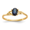 10k Polished 6x4mm Oval Genuine September/ Sapphire Birthstone Size 7 Ring, 0.45 ct, 1.19 g