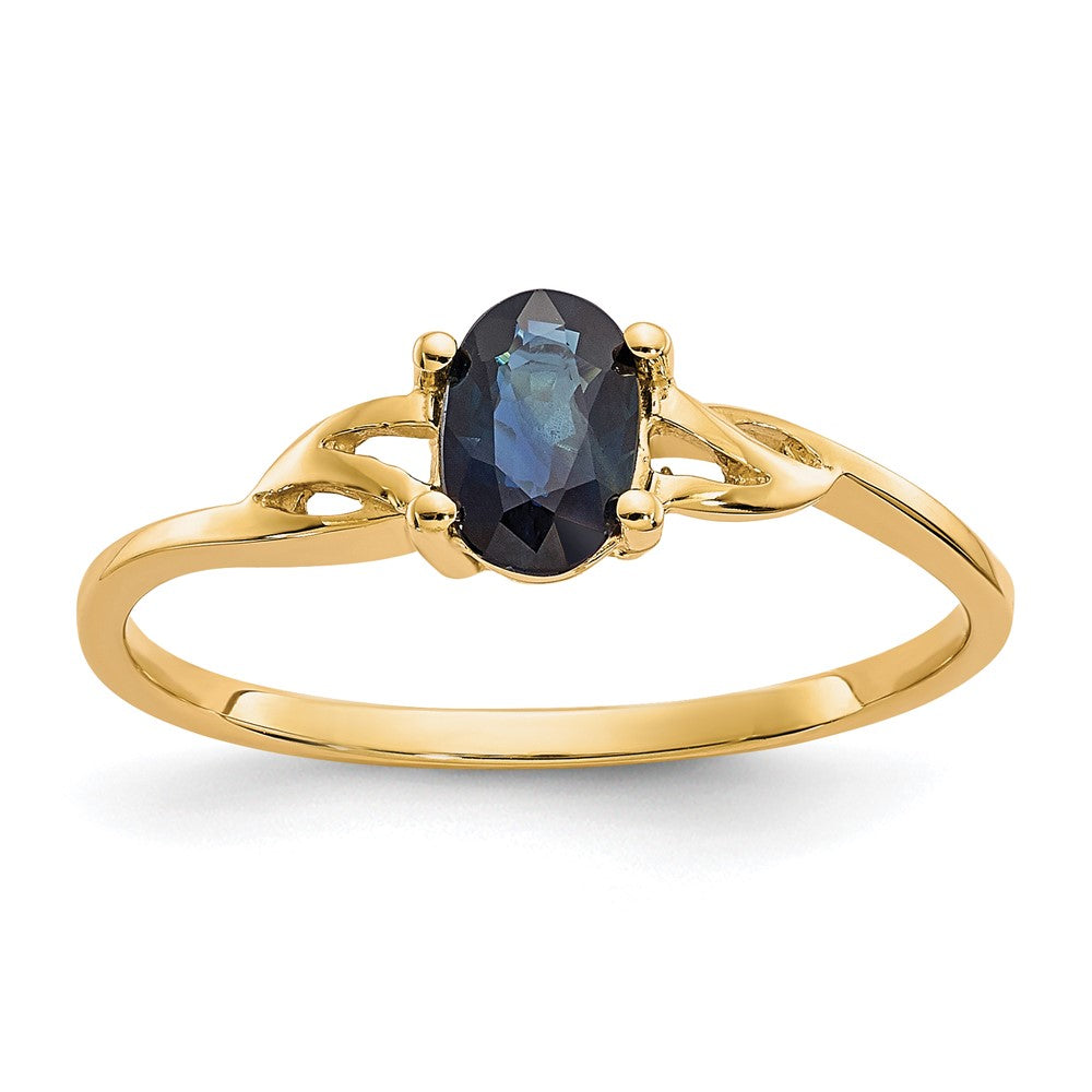 10k Polished 6x4mm Oval Genuine September/ Sapphire Birthstone Size 7 Ring, 0.45 ct, 1.19 g