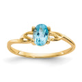 10k Polished 6x4mm Oval Genuine December/ Blue Topaz Birthstone Size 7 Ring, 0.45 ct, 1.19 g