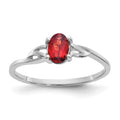 10k White Gold Polished 6x4mm Oval Genuine January/ Garnet Birthstone Size 7 Ring, 0.45 ct