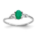 10k White Gold Polished 6x4mm Oval Genuine May/ Emerald Birthstone Size 7 Ring, 0.45 ct
