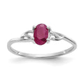 10k White Gold Polished 6x4mm Oval Genuine July/ Ruby Birthstone Size 7 Ring, 0.45 ct