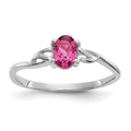 10k White Gold Polished 6x4mm Oval Genuine October/ Pink Tourmaline Birthstone Size 7 Ring, 0.45 ct