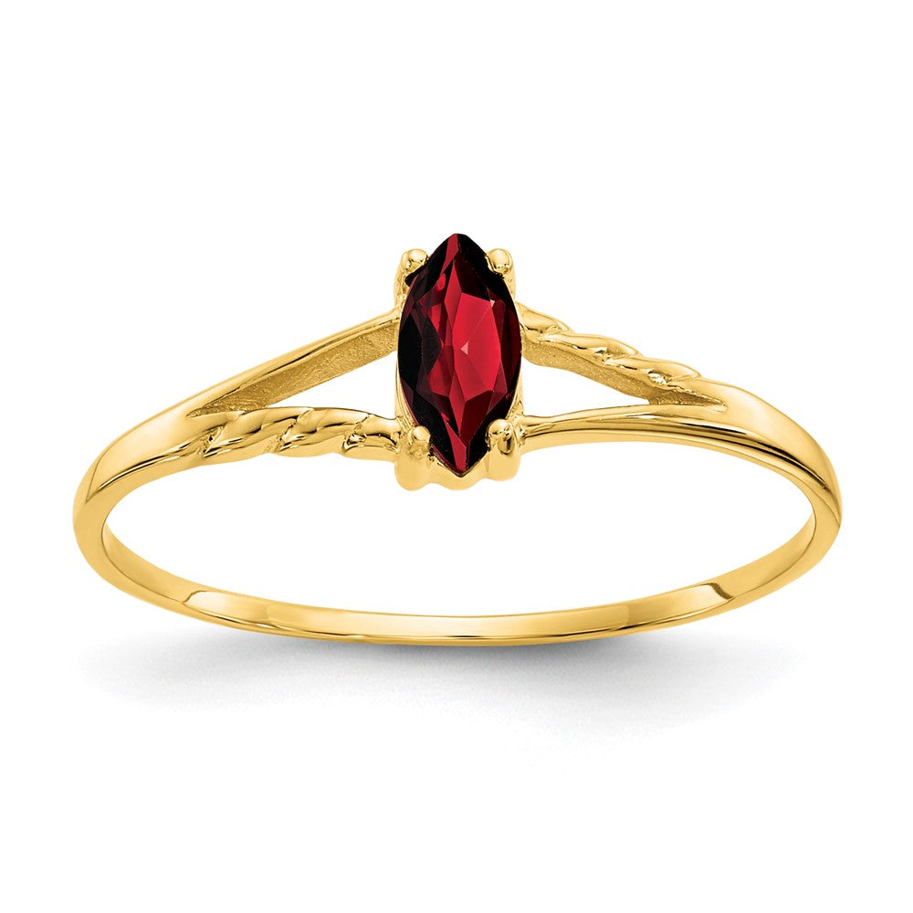 10k Polished 6x3mm Marquise Genuine January/ Garnet Birthstone Size 7 Ring, 0.2 ct