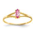 10k Polished 6x3mm Marquise Genuine October/ Pink Tourmaline Birthstone Size 7 Ring, 0.2 ct