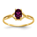 10k Polished 6x4mm Oval Genuine June/ Rhodolite Garnet Birthstone Size 7 Ring, 0.45 ct, 1.02 g