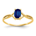 10k Polished 6x4mm Oval Genuine September/ Sapphire Birthstone Size 7 Ring, 0.45 ct, 1.02 g