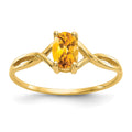 10k Polished 6x4mm Oval Genuine November/ Citrine Birthstone Size 7 Ring, 0.4 ct